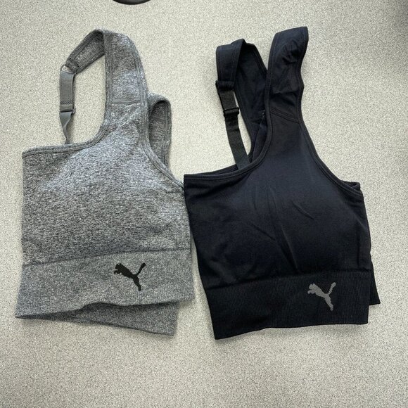 NEW Puma Women's L 2-Pack Seamless Sports Bra Square Neck Black & Gray J1009 - Picture 8 of 10